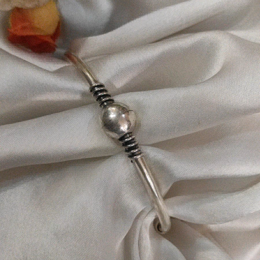 Multi Beaded Silver Kada